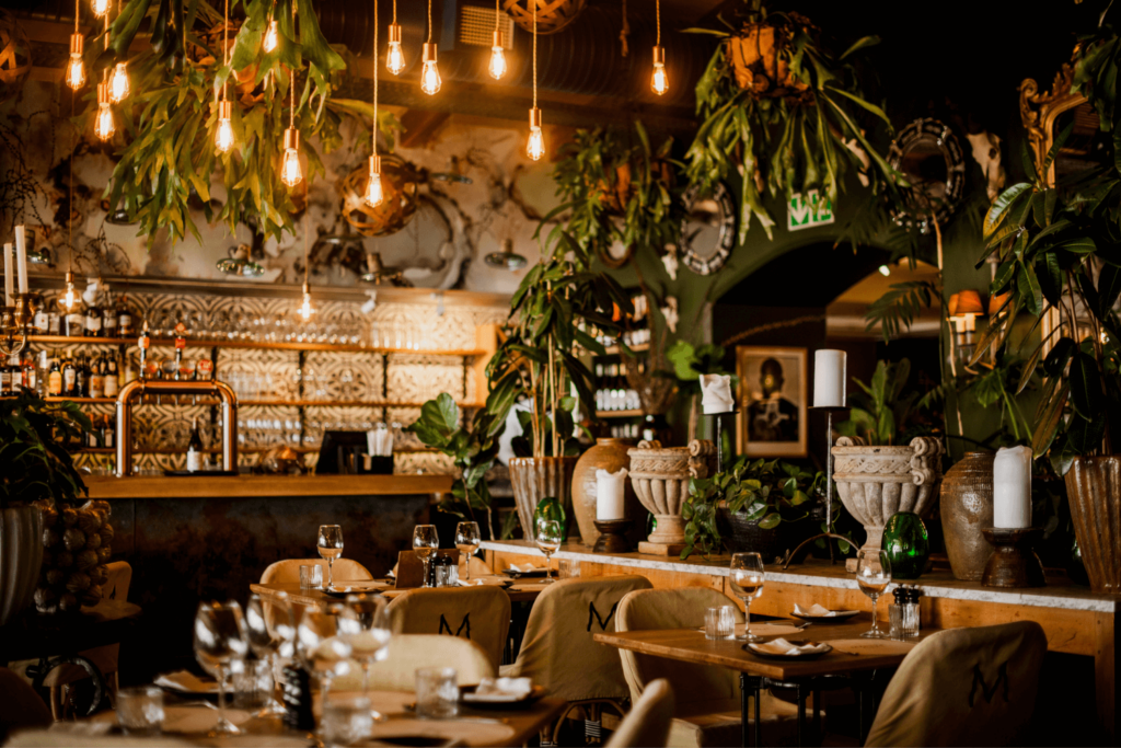 This restaurant in Camps Bay has an astonishing atmosphere thank to the stylish bar and plants decorating the cafe