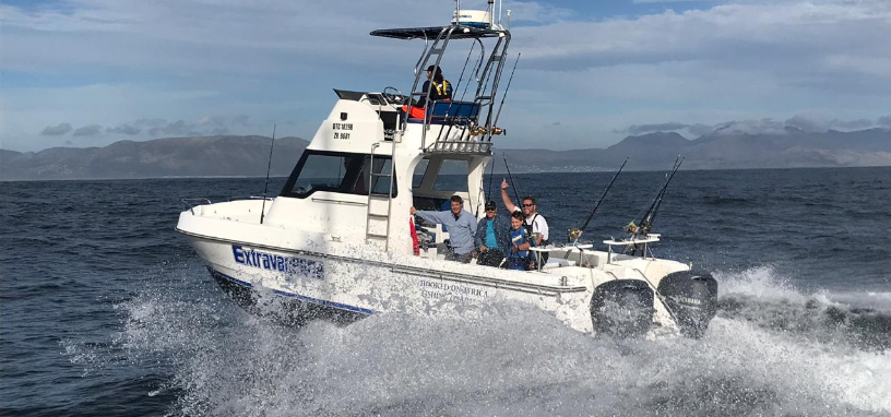 The boat used by this fishing charter company, promising a great day of fishing in Cape Town