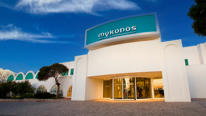 The entrance to Mykonos Casino, a casino in the Western Cape.